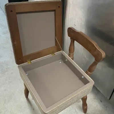 Vintage Mid-Century Wooden Sewing Chair – Lift Seat with Hidden Storage