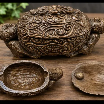 Ornate Lidded Turtle Trinket Box