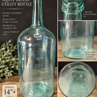 Large Early Aqua Glass Bottle