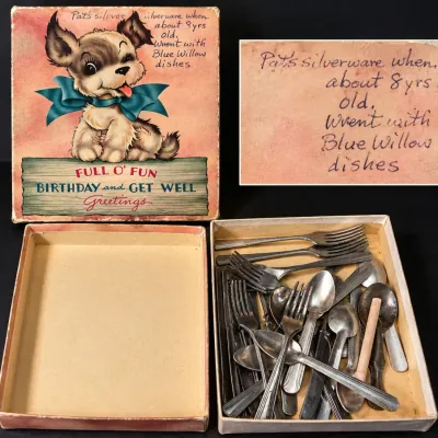Vintage Child's Flatware Set with Family Note