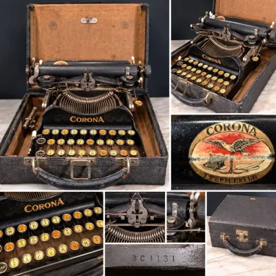 Early Corona No. 3 Folding Typewriter with Original Case