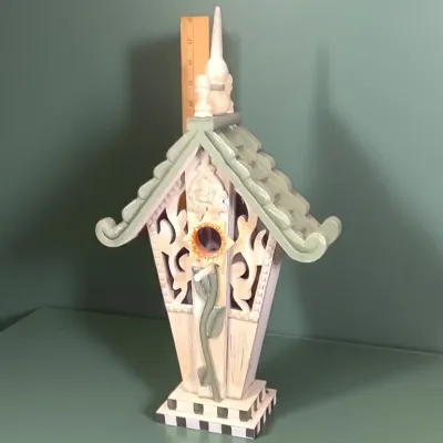 Handmade Wood Fairytale Birdhouse – 19"+