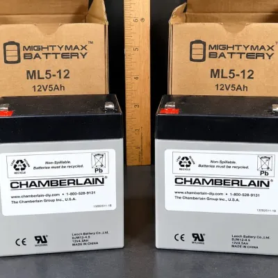 Pair Chamberlain 12V Sealed Lead Acid Batteries