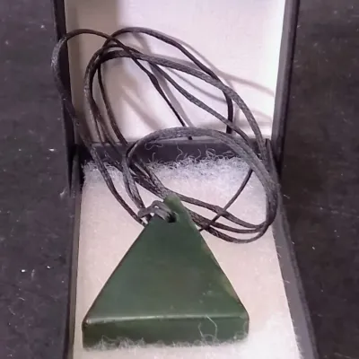 Large Dark Green Nephrite Jade Pendant Necklace