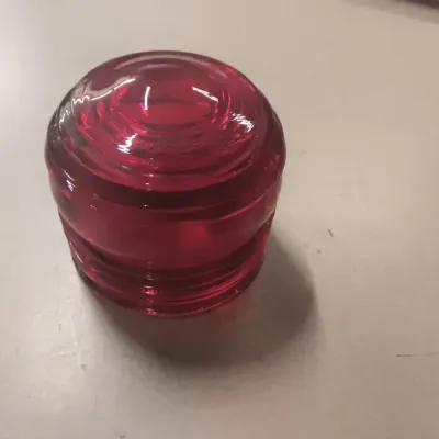 Vintage Red Glass Fresnel Signal Lens