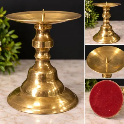 Heavy Brass Pedestal Candle Holder – 5.5"