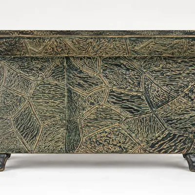 Mid-Century Metal Planter with Footed Base