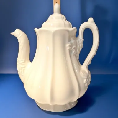 Vintage Red Cliff Ironstone Grape Pattern Teapot – White