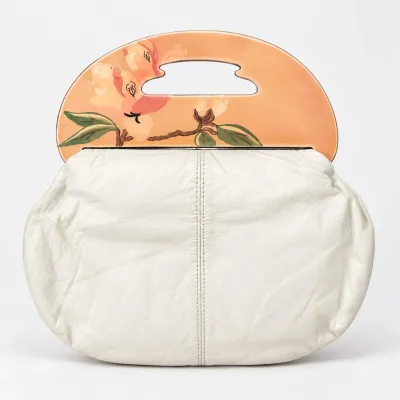 1980s Patricia Smith Designs White Leather Hand-Painted Moon Bag