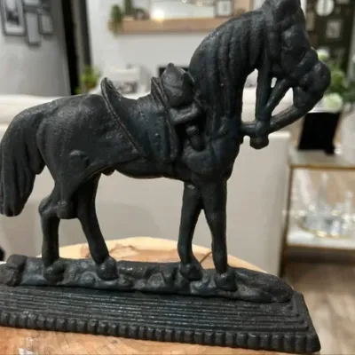 Antique 19th-Century Cast Iron Saddled Horse Doorstop
