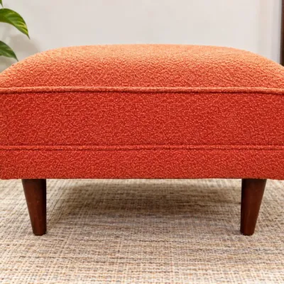 1959 Kroehler Mid-Century Modern Coral Ottoman – Original Tag