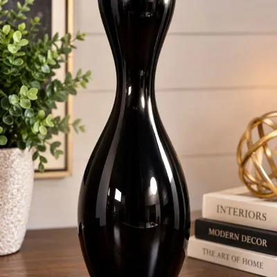 Rosenthal "Hollywood" Hourglass Glass Vase In Glossy Black And White