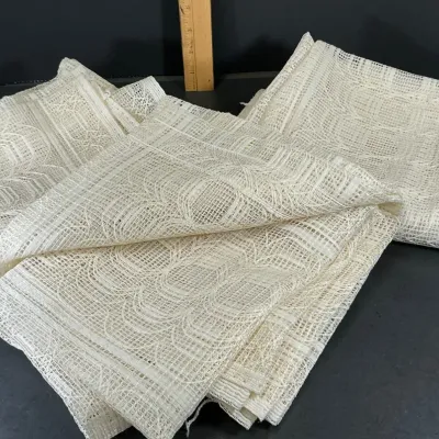 3 Vintage Off-White Floral Lace Curtain Panels – 40" x 60"