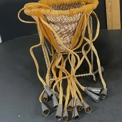 Handmade Apache Buckskin Burden Basket