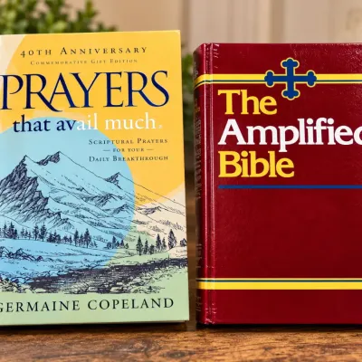 Sale Photo Thumbnail #362: 2 Religious Books - Prayers That Avail Much 40th Anniversary & The Amplified Bible