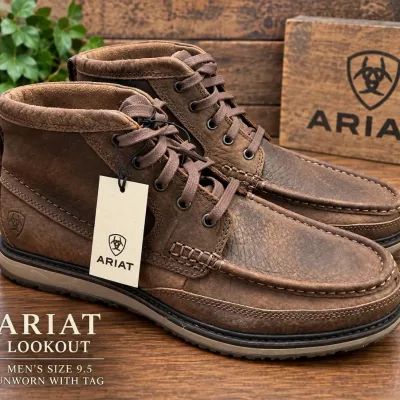 Ariat Lookout Men's 9.5 Leather Moc Toe Boots – Unworn with Tag