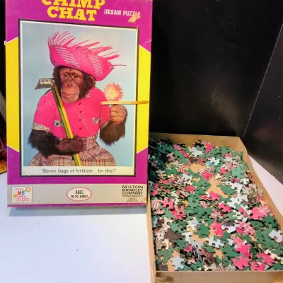 1960s Milton Bradley Chimp Chat Puzzle
