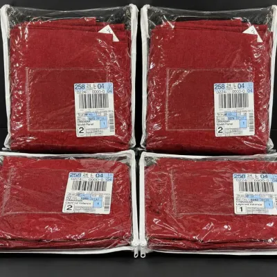 New 4-Pc Cinnabar Red Curtain Set – 2 Panels & 2 Valances