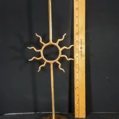 Mid-Century Brass Celestial Sunburst Candlestick