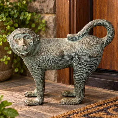 The Gracious Garden Bronze-Finish Monkey Statue / Doorstop