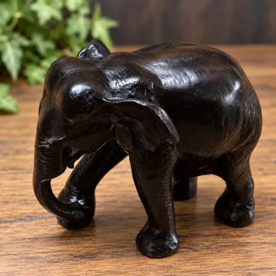 Hand-Carved Ebony Elephant Figurine – African Folk Art