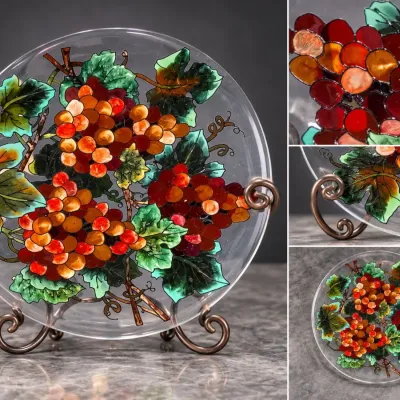 Joan Baker Designs Hand-Painted Art Glass Plate – 9.5"