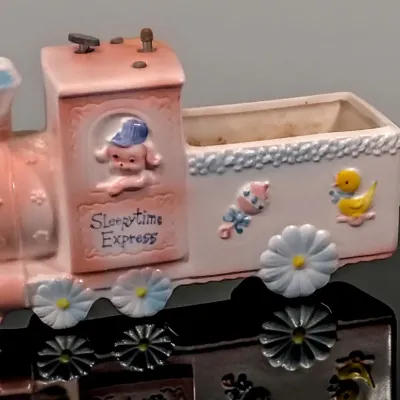 1950s Napco Sleepytime Express Musical Train Planter