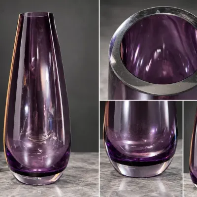 Tall Amethyst Art Glass Vase – 12.5"
