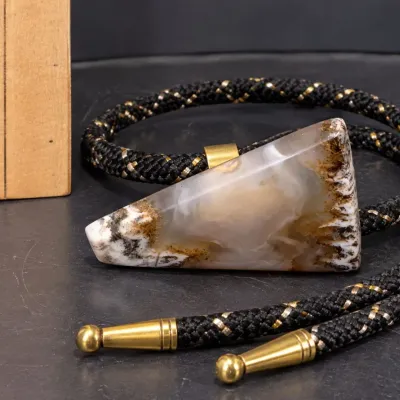 Vintage Polished Agate Bolo Tie
