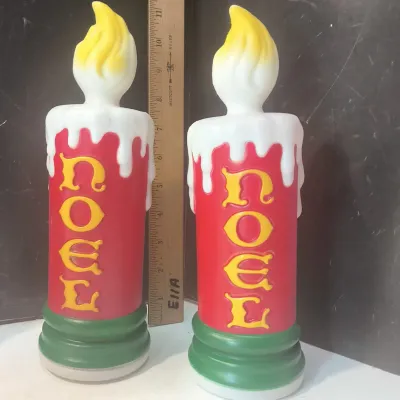 Pair Vintage Empire NOEL Christmas Candle Blow Molds – 11"