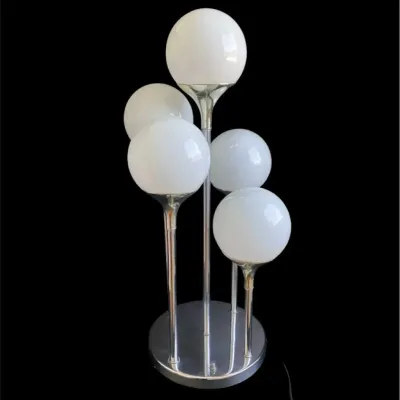 Vintage Mid Century Sonneman Style 5 Globe Waterfall Table Lamp