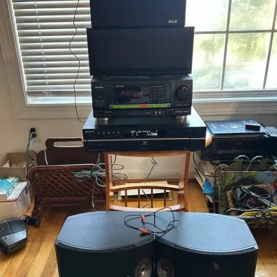 Vintage Home Audio Lot - Aiwa Stereo Receiver, Sony Super Audio Player, and Speakers