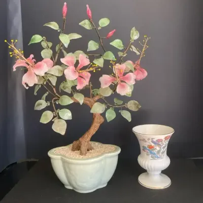 Jade Tree And Wedgwood Kutani Bone China Vase 