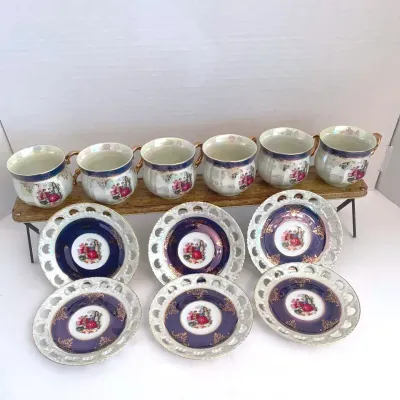 Shibata China Tea Cup & Sauce 12 Piece Set, Japan Made
