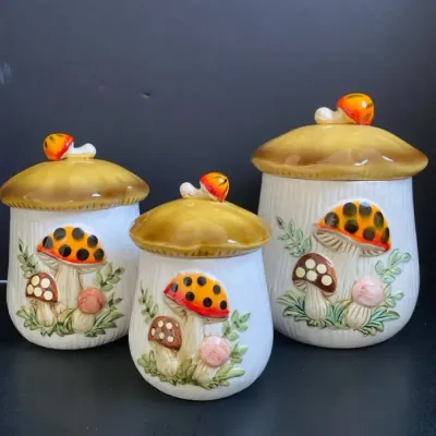 Vintage Sears Roebuck Merry Mushroom 1978 Japan Canister Set
