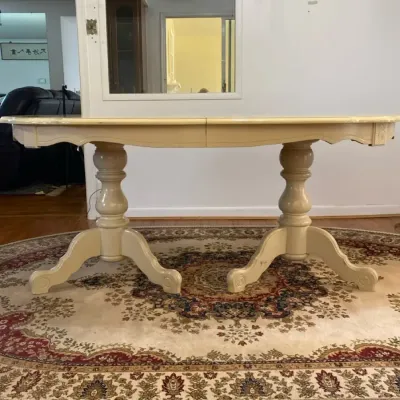 French Country Style Oval Double Pedestal Dining Table 