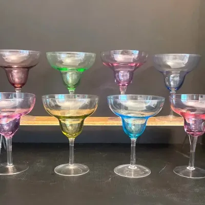 Colorful Glossy Set Of 8 Cocktail Margarita Glasses
