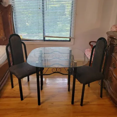 Glass Table with Chairs - Great for sunroom/sheltered patio!