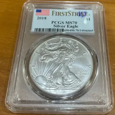 2018 American Silver Eagle $1 – PCGS MS70 First Strike – 1 oz .999 Fine Silver