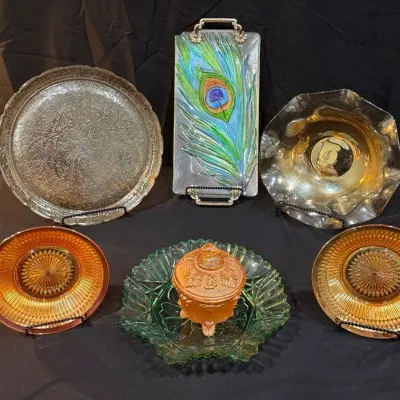 Vintage Depression Glass And Pressed Glass Serving Collection