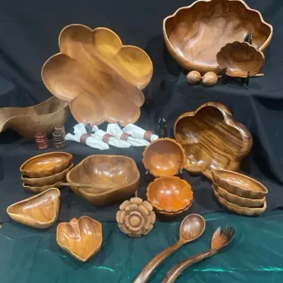 Vintage ACAR Philippines Monkeypod Wood Servingware Collection