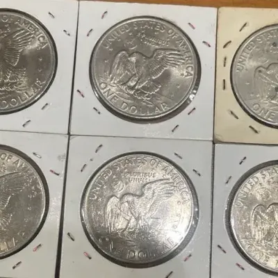 Lot of 6 Vintage Eisenhower “Ike” $1 Coins – 1971 & 1972 – Mixed Mint Marks