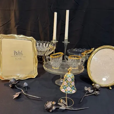 Vintage Gold-Trimmed Glass Decorative Tabletop Collection