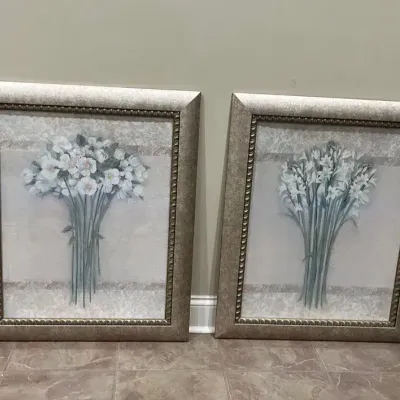 Pair of large florals in ornate frames