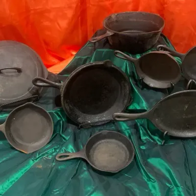 Vintage Cast Iron Cookware Collection with Skillets, Dutch Oven & Griddles