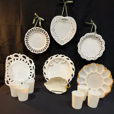 Vintage White Ceramic Serving and Decor Collection