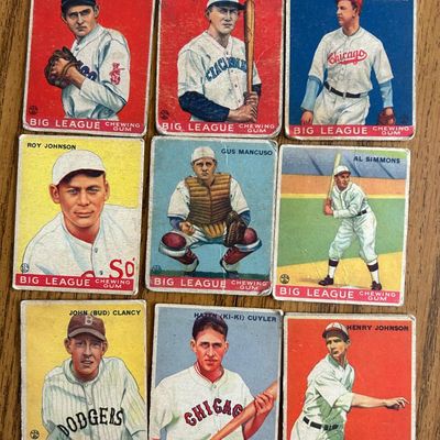 Big League Chew Baseball Cards With Ki-Ki Cuyler, Burleigh Grimes And Others, 1930s