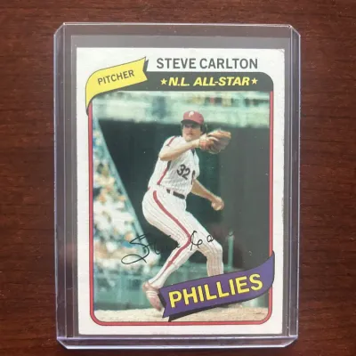 1980 Topps Baseball Card. Steve Carlton - Philadelphia Phillies. Card #210