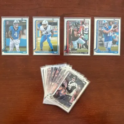 2025 Topps Chrome Football Card. Omarion Hampton, Luther Burden III, Rookies, and More