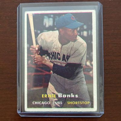 1957 Topps Baseball Card.  Ernie Banks #55